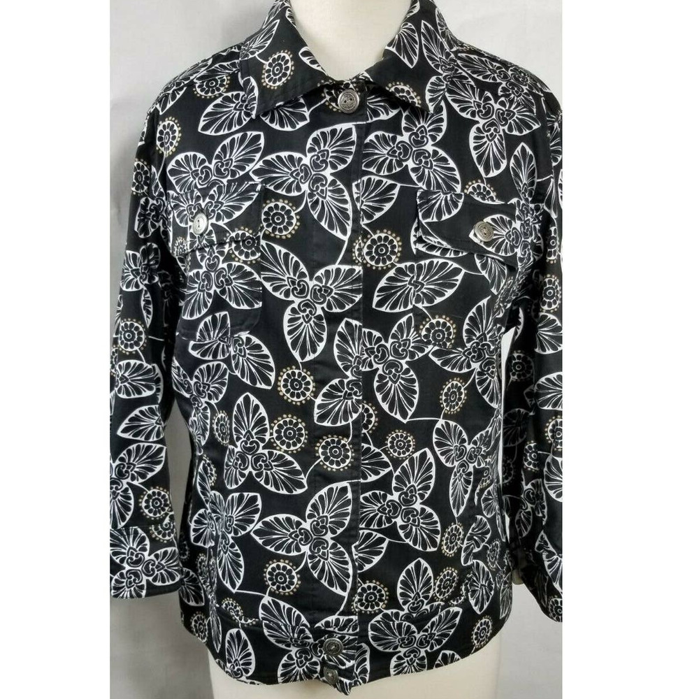 Chicos Blouse Size 2 Large Button Down Floral